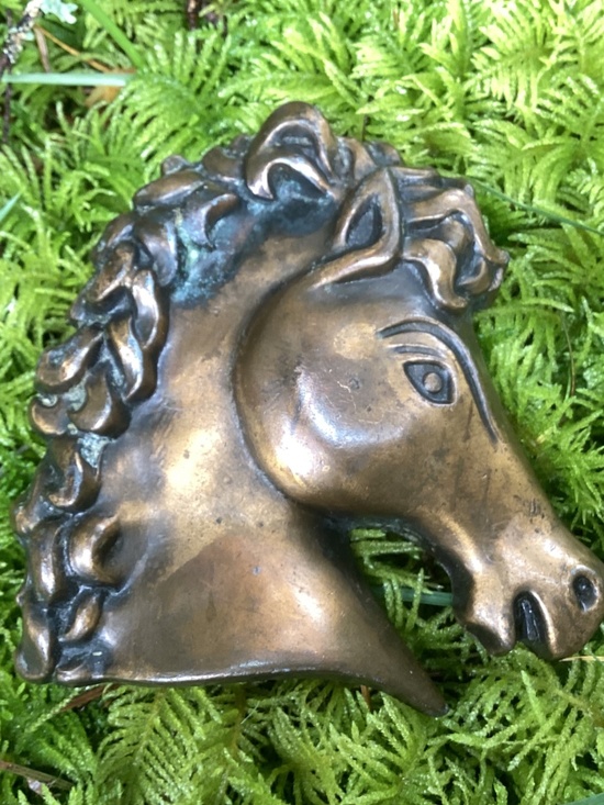 Amazing Vintage Large Heavy Bronze Cast Horse Head Belt Buckle? main image 4